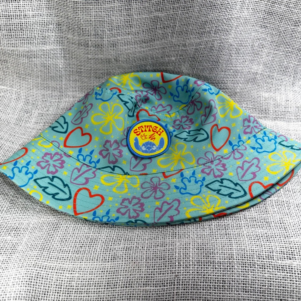 Disney Parks Stitch Bucket Hat Lilo & Stitch Tropical Floral Blue Adult - Picture 8 of 8